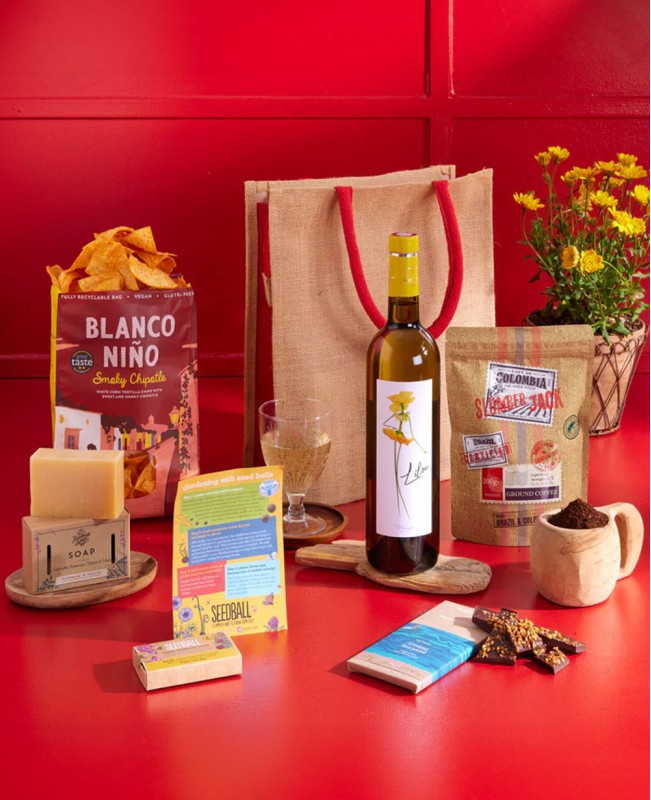 Natural Treats with White Wine Gift Bag